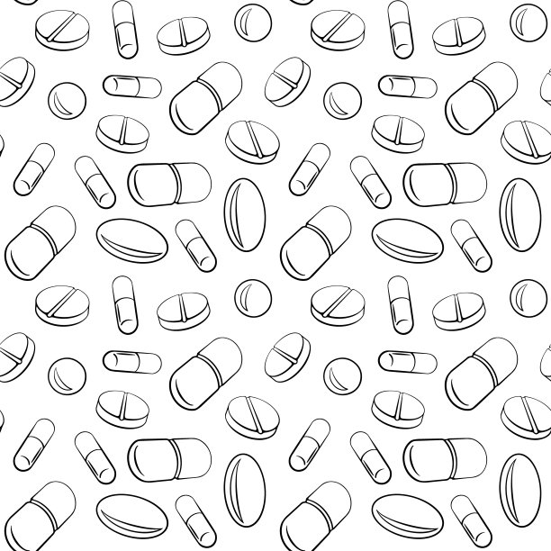 无缝图案与轮廓药丸图片下载