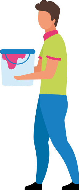 年轻人拿着油漆桶半平颜色图片下载