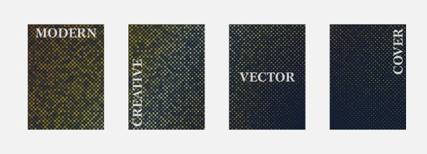 矢量半色调封面设计模板。布局设置为书籍，相册，笔记本，报告，杂志的封面。网点半色调渐变效果，现代抽象设计。计划和日记封面印刷。图片下载