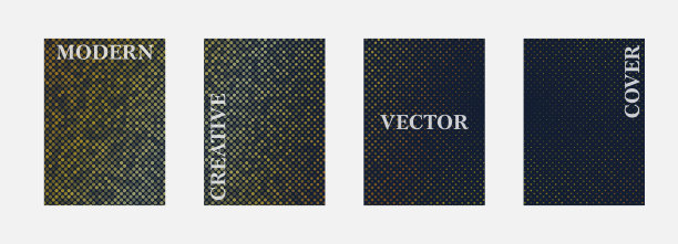 矢量半色调封面设计模板。布局设置为书籍，相册，笔记本，报告，杂志的封面。网点半色调渐变效果，现代抽象设计。计划和日记封面印刷。图片下载