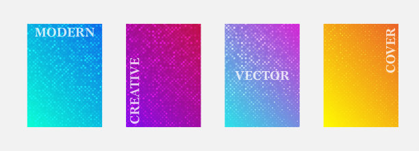 矢量半色调封面设计模板。布局设置为书籍，相册，笔记本，报告，杂志的封面。网点半色调渐变效果，现代抽象设计。计划和日记封面印刷。图片下载