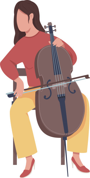 女孩与小提琴半平坦的颜色性格图片下载