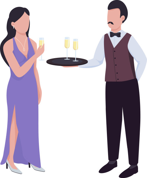 服务员正在给半平的女士上起泡酒图片下载