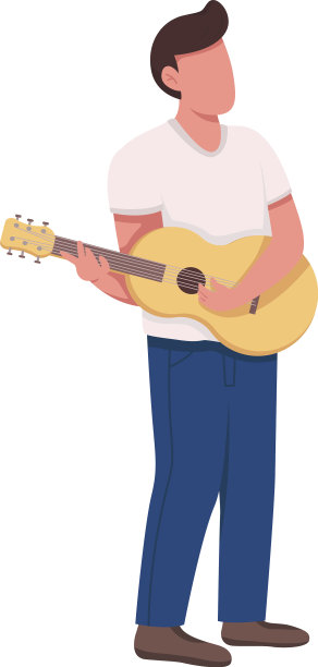 年轻人带着半平色的原声吉他图片下载