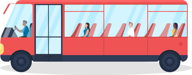 公交车带乘客半平色物体图片下载