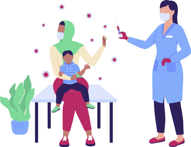 母亲与孩子拒绝疫苗半平面颜色图片下载