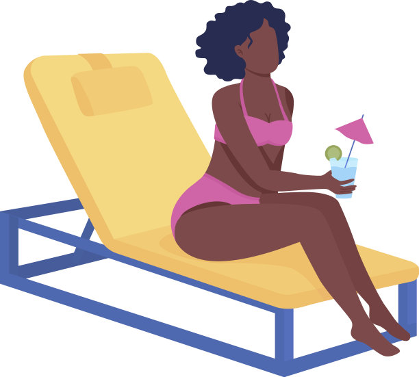 女孩在沙滩上享受热带饮料图片下载