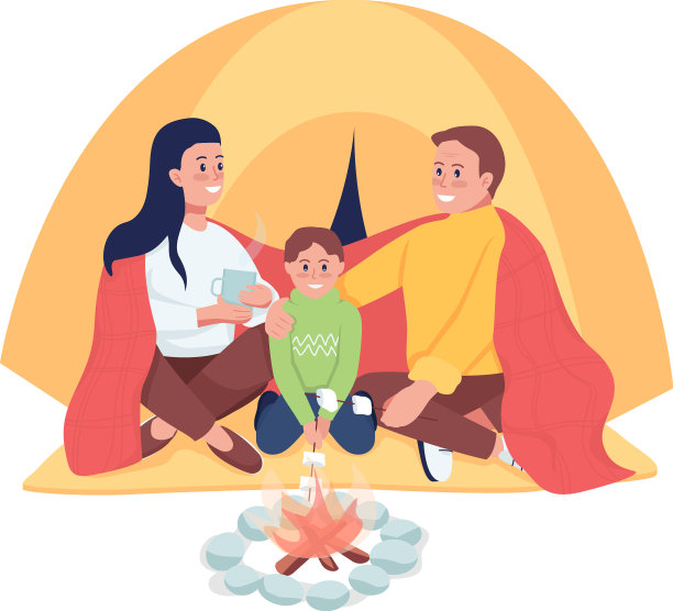 家庭露营半平彩色字符图片下载