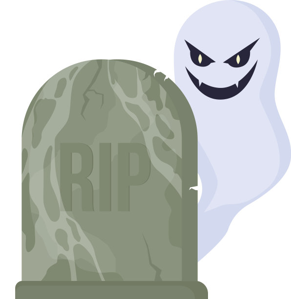 令人毛骨悚然的幽灵墓碑半平面颜色项目图片下载