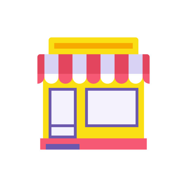 外部杂货店供应商帐篷建筑矢量平面插图。正面的城市超市图片下载