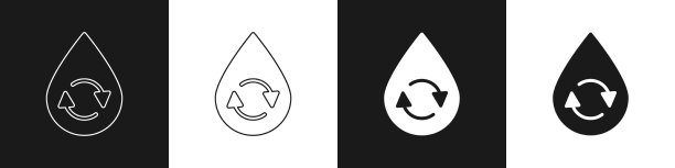 设置回收清洁水图标孤立于黑色和图片下载