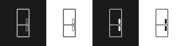 设置冰箱图标隔离在黑色和白色图片下载