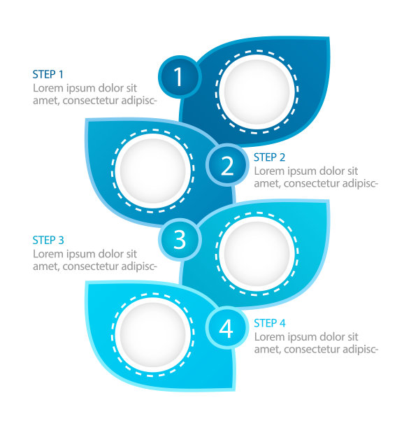 信息生态蓝叶信息图表设计模板图片下载