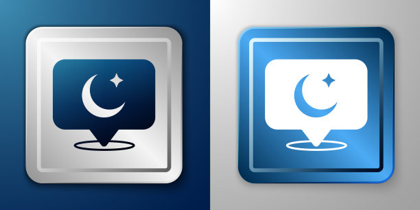 白色的月亮和星星的图标孤立在蓝色和图片下载