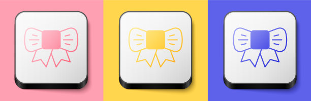 等距礼物弓图标孤立在粉红色黄色图片下载