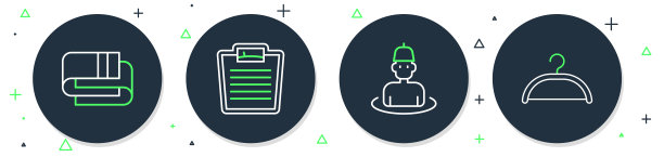 设置线浴室秤，男子在桑拿，毛巾堆栈和衣架衣柜图标。向量图片下载