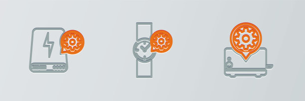 设置线烤面包机设置，电源银行和腕表图标。向量图片下载