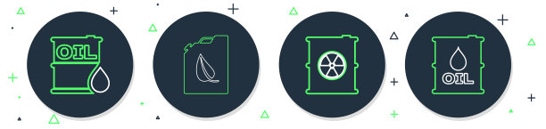 设置线生物燃料罐，放射性废物桶，石油和图标。向量图片下载