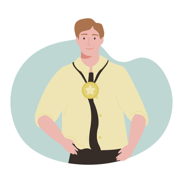 冠军与奖牌站在一起。获奖，竞争，冠军，胜利，成功，实现目标的理念。细线向量插图在白色。图片下载