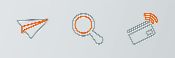 设置线路非接触式支付、纸平面和放大镜图标。向量图片下载
