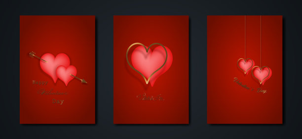 情人节快乐套装红色贺卡图片下载