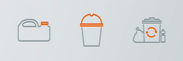 设置线回收站与回收站，罐为机械油和纸玻璃水图标。向量图片下载