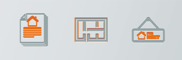 设置“挂出租赁合同”、“房屋合同”、“计划图标”。向量图片下载