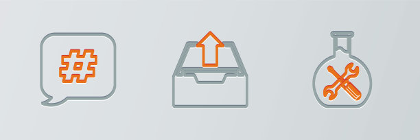 设置行生物工程服务，标签语音泡泡和上传收件箱图标。向量图片下载