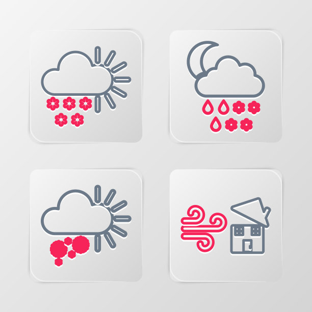 龙卷风漩涡，阴天有雪，雪，雨，月亮和图标。向量图片下载