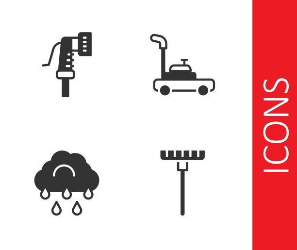 设置花园耙软管云与雨和草坪图片下载