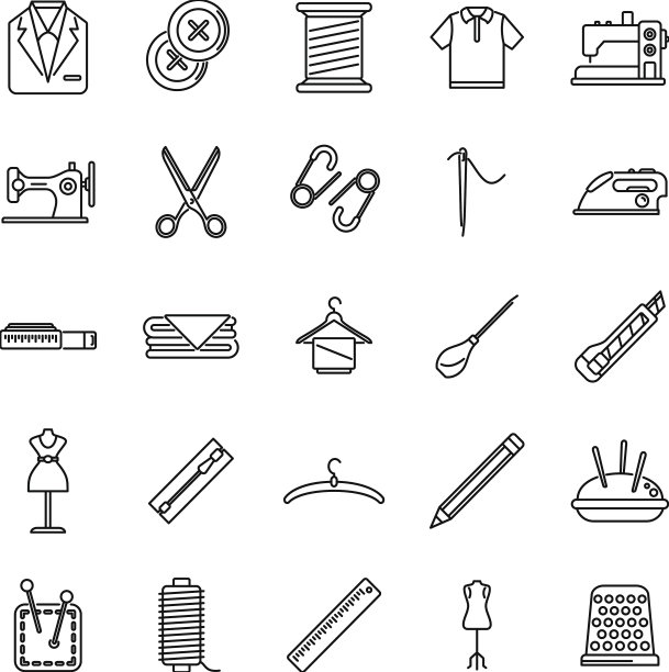 服装修复图标集轮廓布图片下载