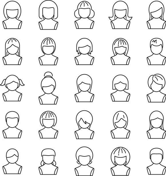 假发图标集轮廓女人头发图片下载