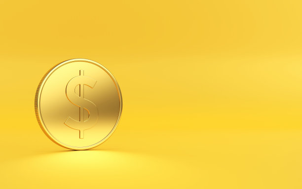 3d渲染美元硬币标志在黄色背景股票照片图片下载