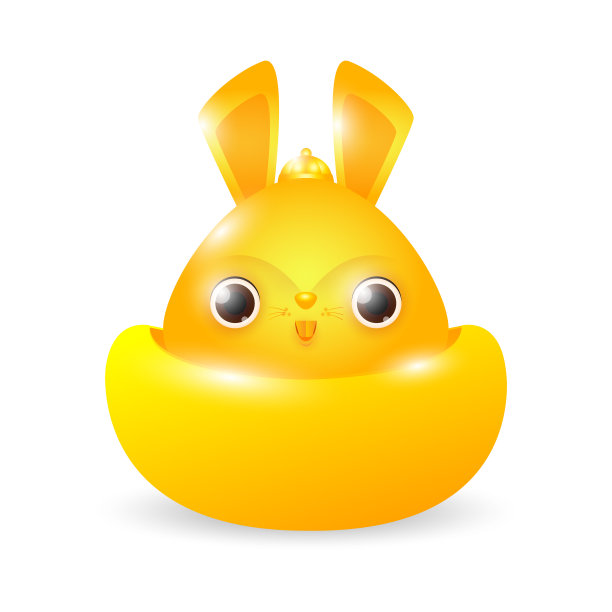 2023年中国新年，金兔配金元宝，生肖吉祥兔年卡通载体插画，孤立在白色背景。图片下载