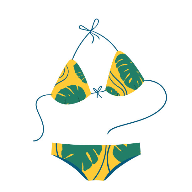 夏日沙滩泳装。黄色的泳衣。在白色的背景上。矢量插图在卡通风格。设计元素图片下载
