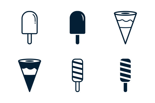 冰淇淋图标集向量设计模板在白色背景图片下载