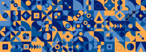 几何极简艺术作品海报与简单的形状和数字。抽象图案设计在斯堪的纳维亚风格的网页横幅，商务展示，品牌包装，织物印刷，壁纸图片下载