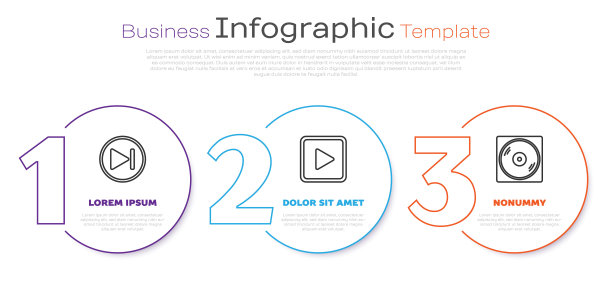 设置线快进，播放方形和光盘。业务信息模板。向量图片下载