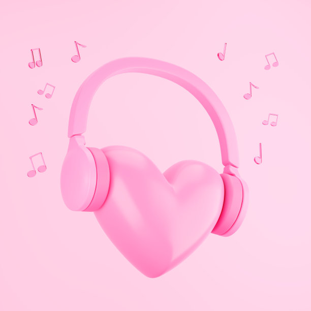 心脏和耳机。倾听你的内心。图片下载