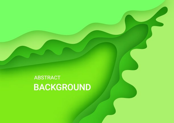 摘要绿色传单剪纸风格。剪纸波浪模板拯救地球海报，生态小册子，介绍图片下载