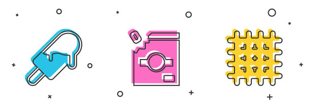 设置冰淇淋，糖果包装糖果和饼干饼干图标。向量图片下载