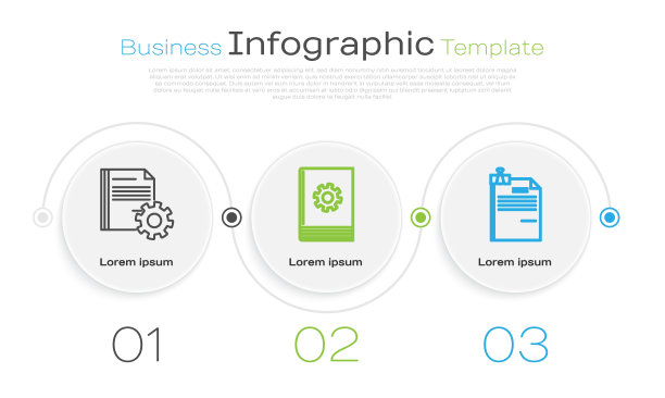 设置线文件设置齿轮，用户手册和文件文件和活页夹。业务信息模板。向量图片下载