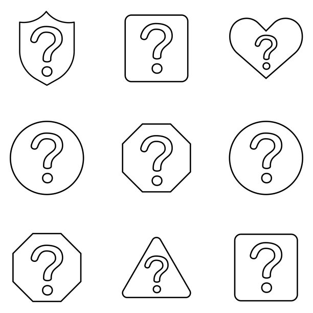 问号符号图标在三角形框架五边形心形圆圈图片下载
