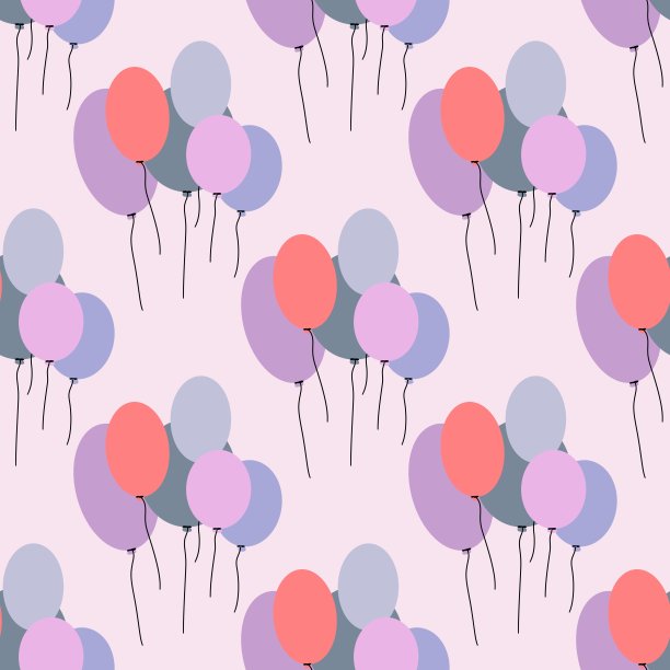 生日无缝气球图案适用于纺织品及纺织品包装图片下载