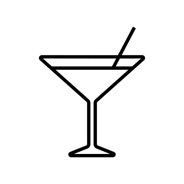 鸡尾酒线图标，矢量轮廓标志孤立在白色背景图片下载