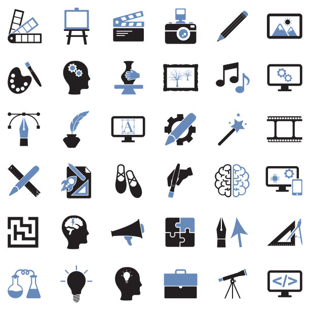 创造性的图标。双色调平面设计。矢量插图。图片下载