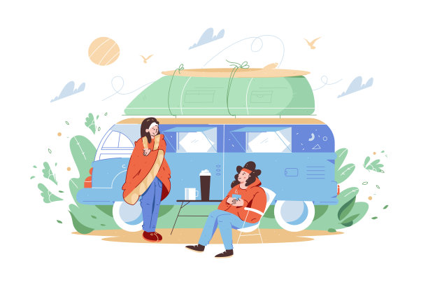 朋友们在轮子上的房子上旅行图片下载