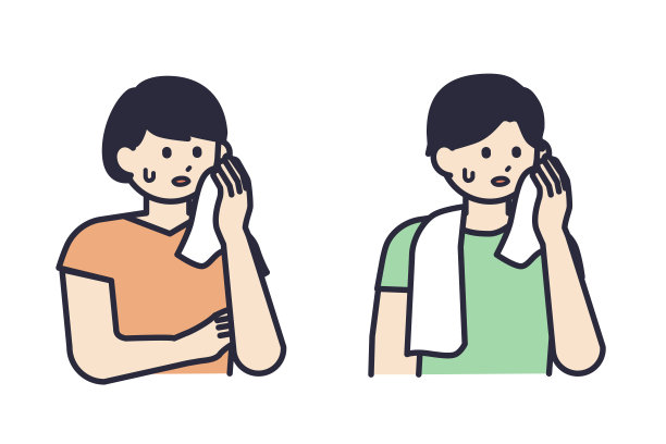 男人和女人擦汗的插图材料图片下载