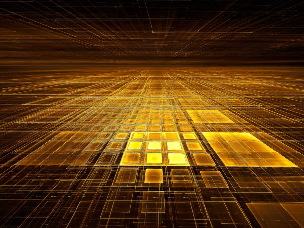 霓虹灯发光网格抽象数字生成三维插图图片下载