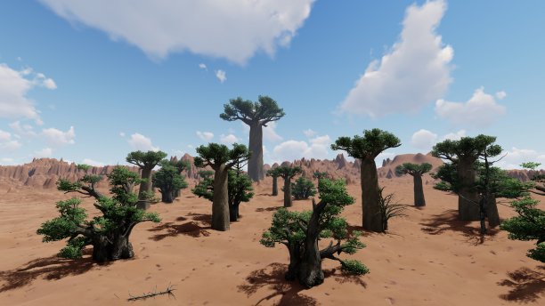 日落时分非洲风景中的猴面包树图片下载